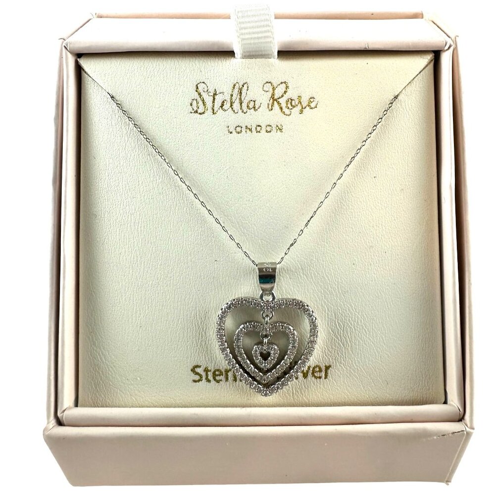 Stella Rose Sterling Silver 925 Heart Pendant Necklace NIB